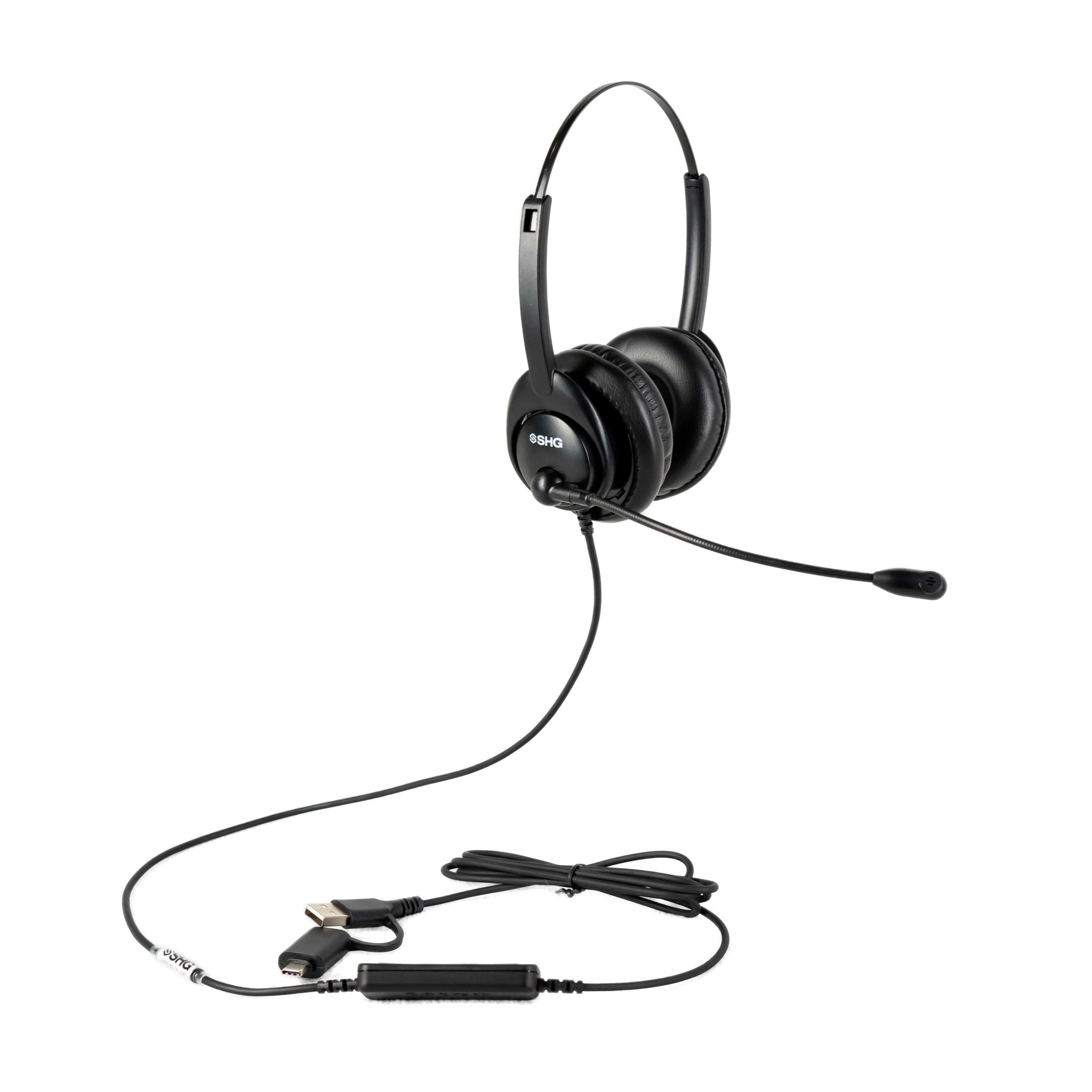SHG S 5400-BOTH-USB Binaural Headset with Full Inline Controls Passive