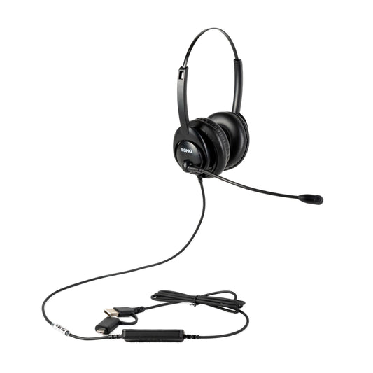 SHG S5400-BOTH USB Binaural Headset with Full Inline Controls Passive Noise Canceling Mic