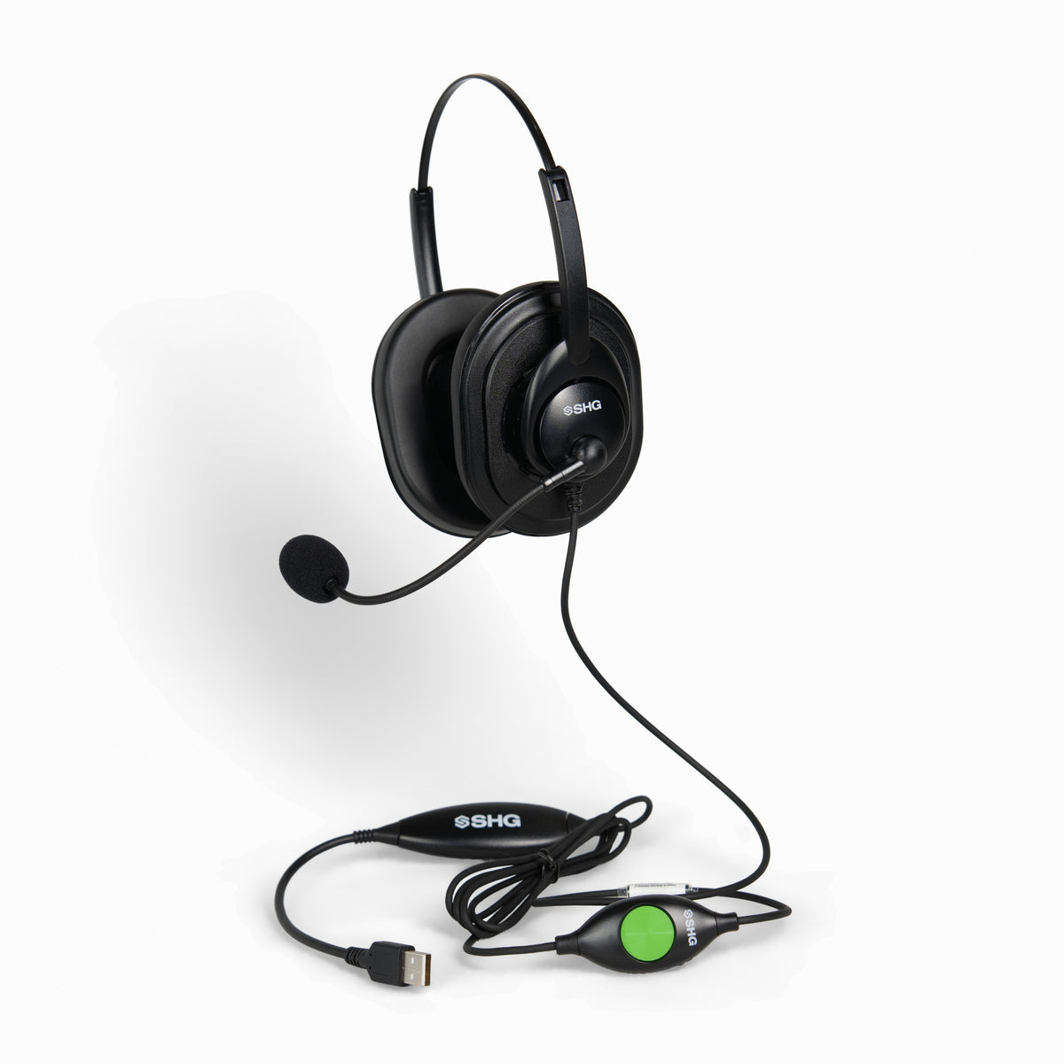 SHG SM5420-BOTH-PTT dual-ear military USB headset with inline push-to-talk switch